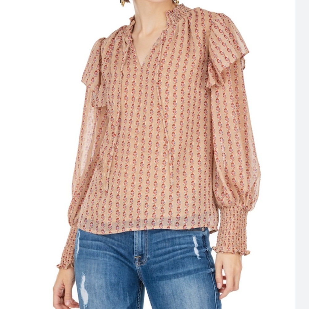 Women's Ruffled Blouse - Pink Pattern